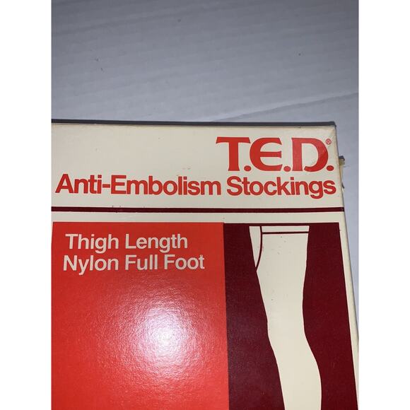 T.E.D. Anti-Embolism Stockings Thigh Length L-Regular 1 pair Nylon Full Foot NOS - Picture 3 of 7